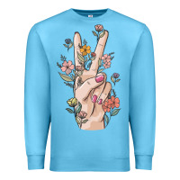 Ocean Blue hand peace sign Premium Sweatshirt - MaliasSmallBusiness