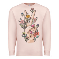 Pale Pink hand peace sign Premium Sweatshirt - MaliasSmallBusiness