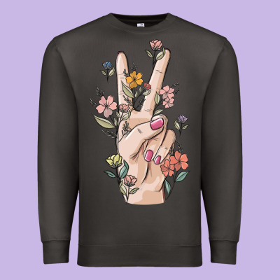 Hand Peace Sign Premium Sweatshirt Designed By Maliassmallbusiness