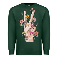 Sports Green hand peace sign Premium Sweatshirt - MaliasSmallBusiness