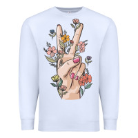 White hand peace sign Premium Sweatshirt - MaliasSmallBusiness