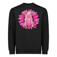 Black pink sunflower pig Heavyweight Sweatshirt - RanaPortraitStore