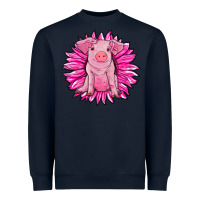 Navy pink sunflower pig Heavyweight Sweatshirt - RanaPortraitStore