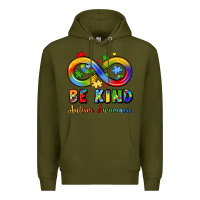Army Green be kind autism awareness infinity symbol Premium Hoodie - LillyAllenDesigns