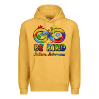 Mustard be kind autism awareness infinity symbol Premium Hoodie - LillyAllenDesigns