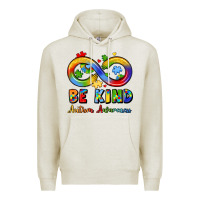 Oatmeal Heather be kind autism awareness infinity symbol Premium Hoodie - LillyAllenDesigns