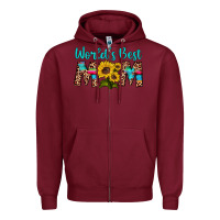 Burgundy world's best mom sunflower Zipper Hoodie - Artiststas