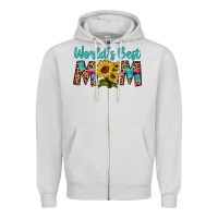 Dove Grey world's best mom sunflower Zipper Hoodie - Artiststas