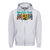 Heather Grey world's best mom sunflower Zipper Hoodie - Artiststas