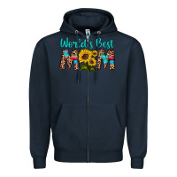 Navy world's best mom sunflower Zipper Hoodie - Artiststas
