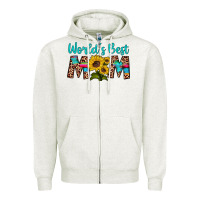 Oatmeal Heather world's best mom sunflower Zipper Hoodie - Artiststas