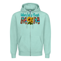 Seafoam world's best mom sunflower Zipper Hoodie - Artiststas