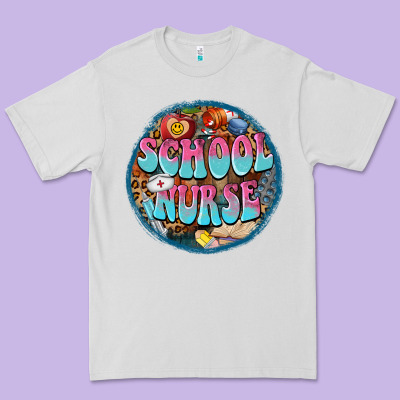 Western Groovy School Nurse Premium Tee Designed By Barkaloodesign