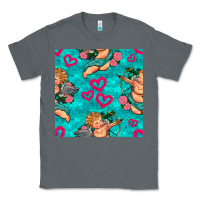 Charcoal Heather valentines day cupid and neon heart seamless pattern Classic Tee - BundleAndBundleShop