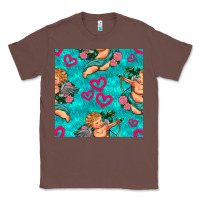 Chestnut valentines day cupid and neon heart seamless pattern Classic Tee - BundleAndBundleShop