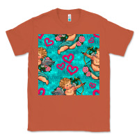 Copper valentines day cupid and neon heart seamless pattern Classic Tee - BundleAndBundleShop
