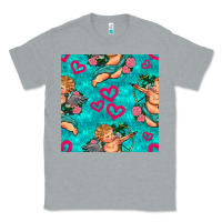 Heather Grey valentines day cupid and neon heart seamless pattern Classic Tee - BundleAndBundleShop
