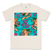Natural valentines day cupid and neon heart seamless pattern Classic Tee - BundleAndBundleShop