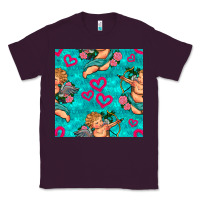 Plum valentines day cupid and neon heart seamless pattern Classic Tee - BundleAndBundleShop