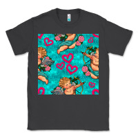 Smoke valentines day cupid and neon heart seamless pattern Classic Tee - BundleAndBundleShop