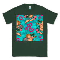 Sports Green valentines day cupid and neon heart seamless pattern Classic Tee - BundleAndBundleShop