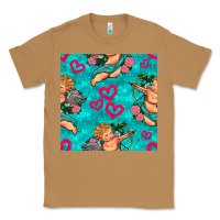 Valentines Day Cupid And Neon Heart Seamless Pattern Classic Tee | Teevron
