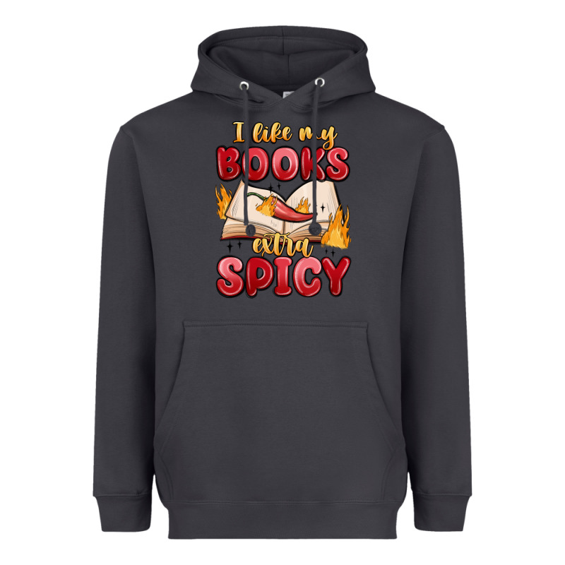 I Like My Books Extra Spicy Heavyweight Hoodie by MaliasSmallBusiness | Teevron