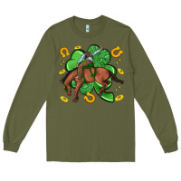 Army Green cowboy with shamrock Long Sleeve Tee - Artiststas
