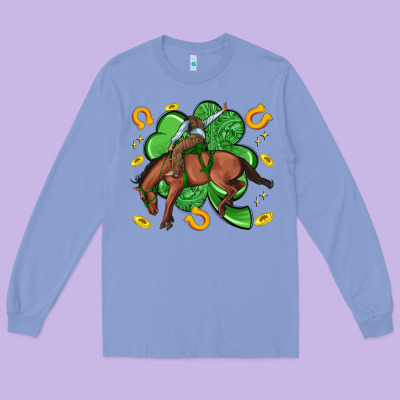 Cowboy With Shamrock Long Sleeve Tee Designed By Artiststas