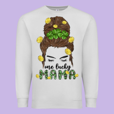 One Lucky Mama Premium Sweatshirt Designed By Maliassmallbusiness