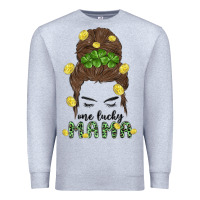 Heather Grey one lucky mama Premium Sweatshirt - MaliasSmallBusiness