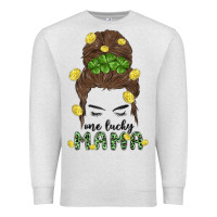 Oatmeal Heather one lucky mama Premium Sweatshirt - MaliasSmallBusiness