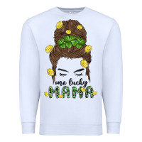 White one lucky mama Premium Sweatshirt - MaliasSmallBusiness