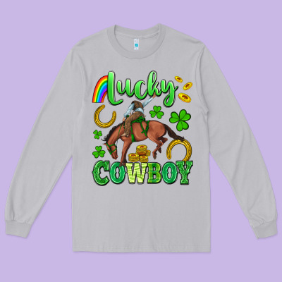 Lucky Cowboy Long Sleeve Tee Designed By Artiststas