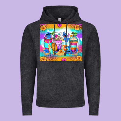 Stitch Summer Coffee Cups Vintage Hoodie Designed By Zillion Design Studio