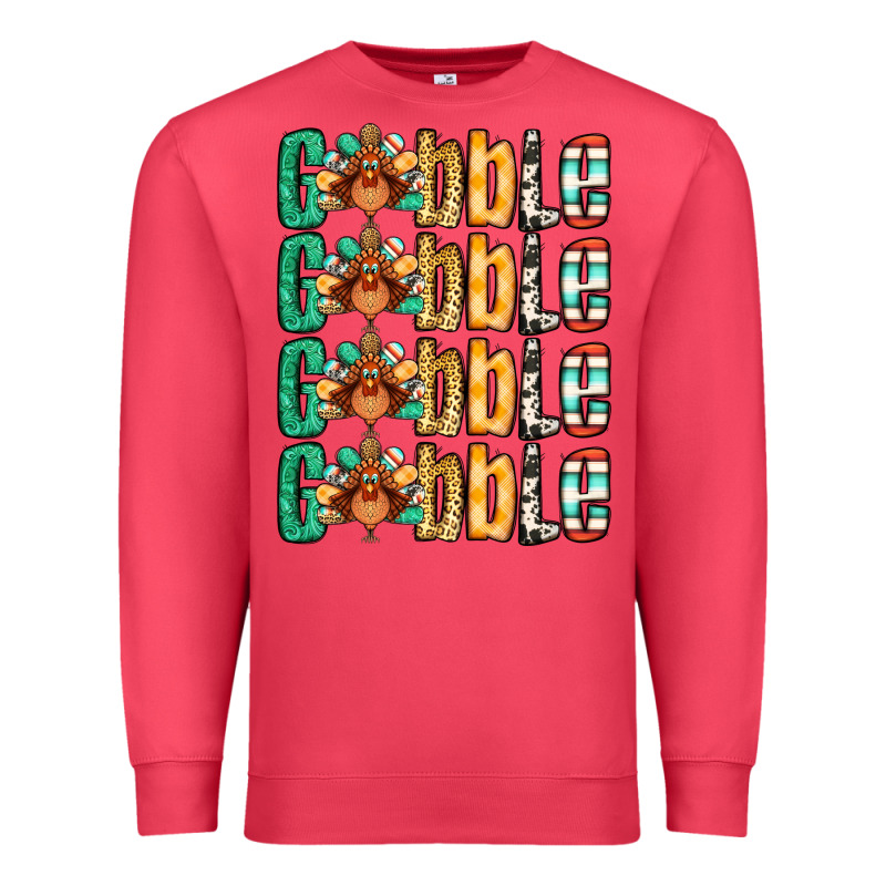 Gobble Till You Wobble Thanksgiving Turkey Premium Sweatshirt by NancyCooperArtShop | Teevron