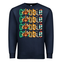 Navy Gobble till you wobble Thanksgiving turkey Premium Sweatshirt - NancyCooperArtShop