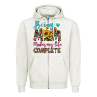 Oatmeal Heather being a mom makes my life complete Zipper Hoodie - Artiststas