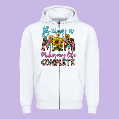 Being A Mom Makes My Life Complete Zipper Hoodie Designed By Artiststas