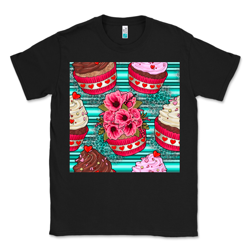 Valentines Day Flower Cupcakes And Serape Seamless Pattern Classic Tee by BundleAndBundleShop | Teevron