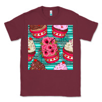 Burgundy valentines day flower cupcakes and serape seamless pattern Classic Tee - BundleAndBundleShop