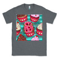 Charcoal Heather valentines day flower cupcakes and serape seamless pattern Classic Tee - BundleAndBundleShop