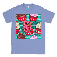 Colony Blue valentines day flower cupcakes and serape seamless pattern Classic Tee - BundleAndBundleShop
