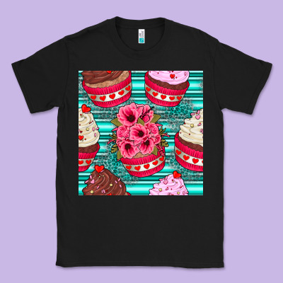 Valentines Day Flower Cupcakes And Serape Seamless Pattern Classic Tee Designed By Bundleandbundleshop