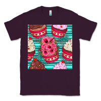 Plum valentines day flower cupcakes and serape seamless pattern Classic Tee - BundleAndBundleShop