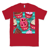 Red valentines day flower cupcakes and serape seamless pattern Classic Tee - BundleAndBundleShop