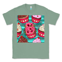 Sage valentines day flower cupcakes and serape seamless pattern Classic Tee - BundleAndBundleShop