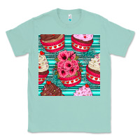 Seafoam valentines day flower cupcakes and serape seamless pattern Classic Tee - BundleAndBundleShop