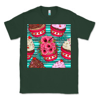 Sports Green valentines day flower cupcakes and serape seamless pattern Classic Tee - BundleAndBundleShop
