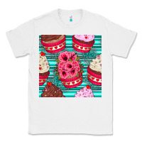 White valentines day flower cupcakes and serape seamless pattern Classic Tee - BundleAndBundleShop